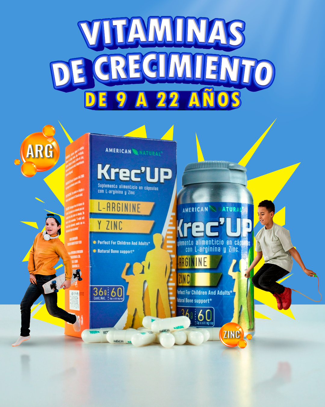 Krec'Up - Estimulante de la Hormona de Crecimiento - Original importado + GRATIS Recetario