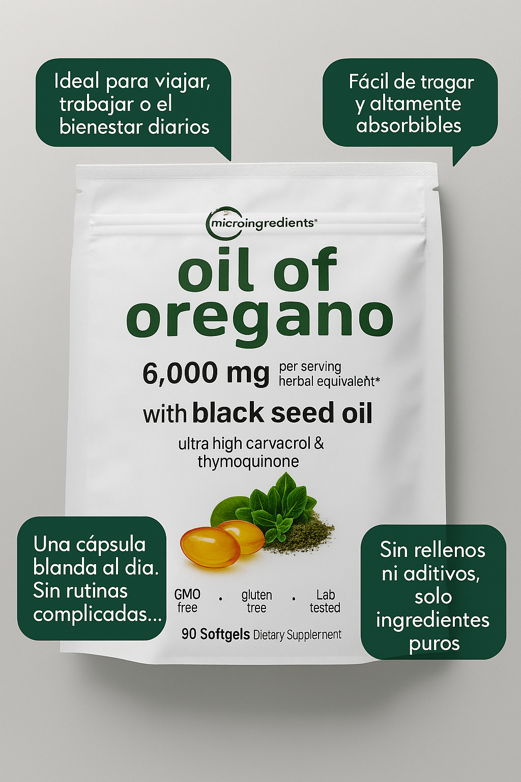 Aceite de orégano en cápsulas - Original Importado