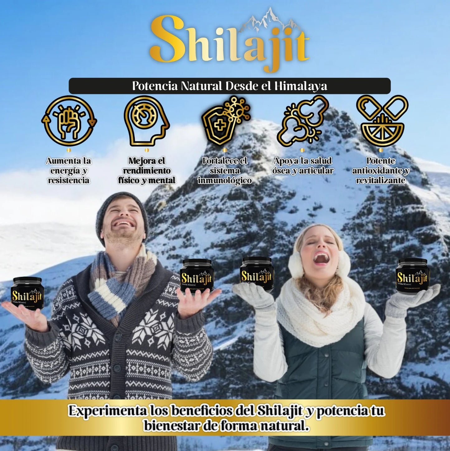 Combo de Shilajit Original + Rino Dorado Crema de 5gr + Sachet gel íntimo 10 mL