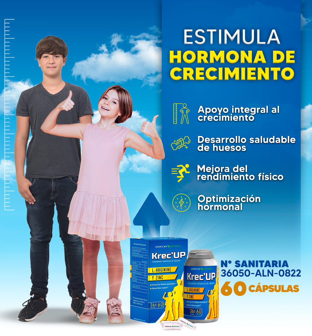 Krec'Up - Estimulante de la Hormona de Crecimiento - Original importado + GRATIS Recetario