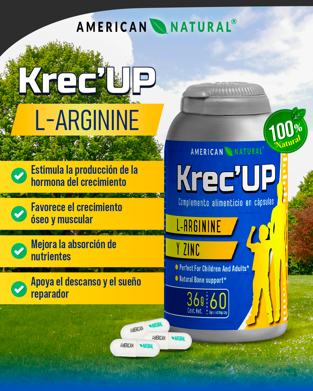Krec'Up - Estimulante de la Hormona de Crecimiento - Original importado + GRATIS Recetario