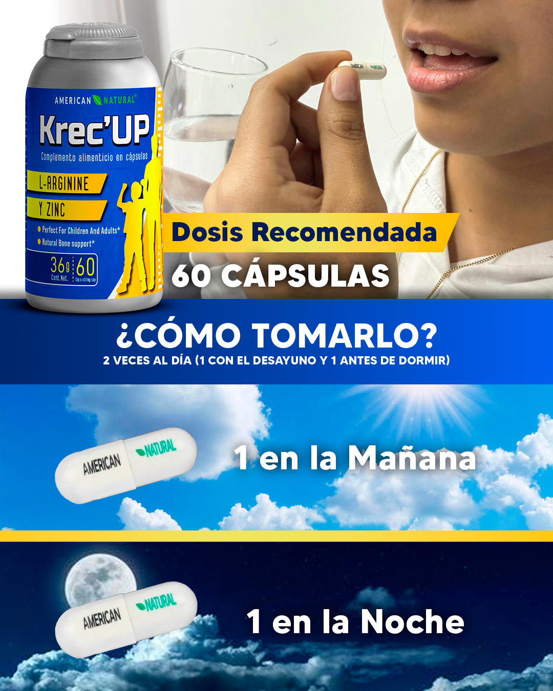 Krec'Up - Estimulante de la Hormona de Crecimiento - Original importado + GRATIS Recetario