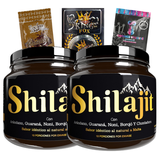 Combo de Shilajit x 2 Und Gratis 1 Sachet de gel íntimo+1 Crema Mero King Fox (5g)+1 Sachet de Gummies Vi King